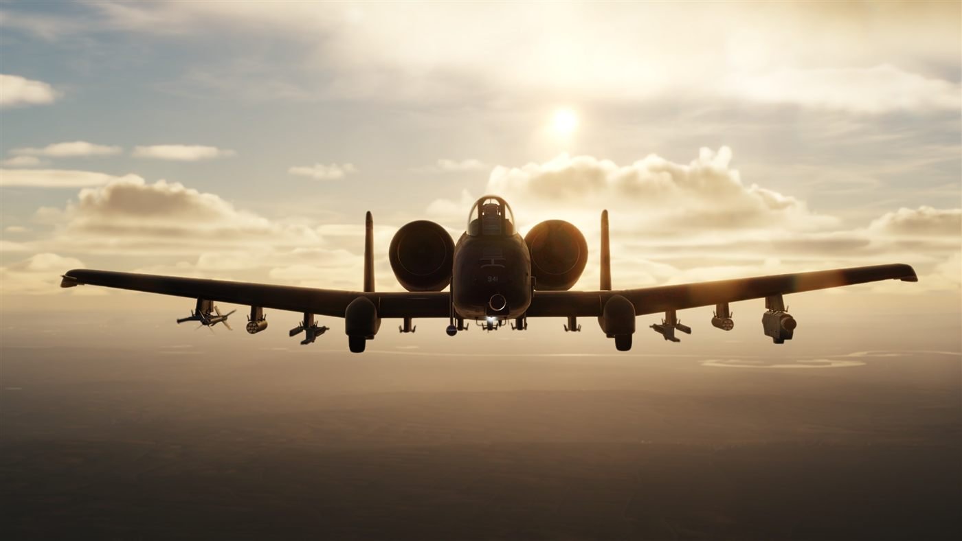 Frontal view of an A-10 in backlight